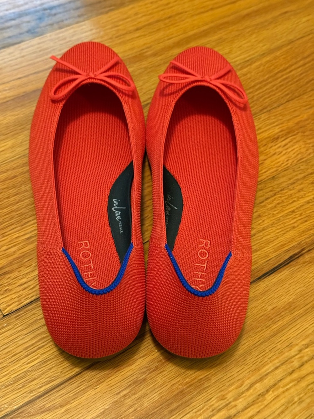 Rothy's Red Knit Ballet Flats with Bow - Picture 4 of 5